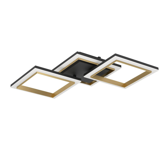 Eglo LED Deckenleuchte Calliera dimmbar 20W neutralweiss 4000K Schwarz Messing Stahl 59,5x31cm 901222