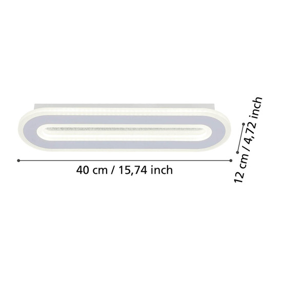 Eglo LED Deckenleuchte Macchioni 12W neutralweiss 4000K Weiss Stahl Kristalleffekt 40x12cm 901235