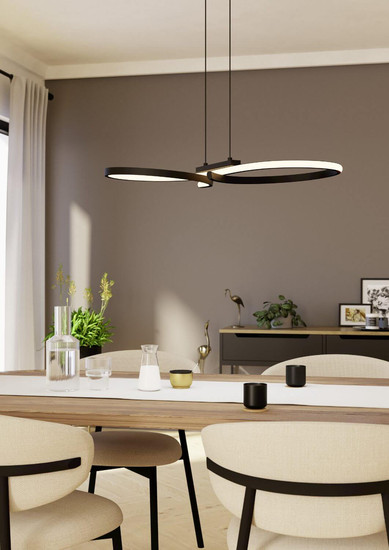 Eglo LED Pendelleuchte Serpins 21W warmweiss 3000K Schwarz Aluminium Stahl 66x30cm 901267
