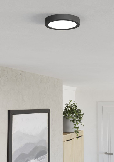 Eglo LED Aufbauleuchte Fueva 6 7,5W CCT warm-/neutral-/tageslichtweiss 2700/4000/6500K Schwarz Ø17cm 901297