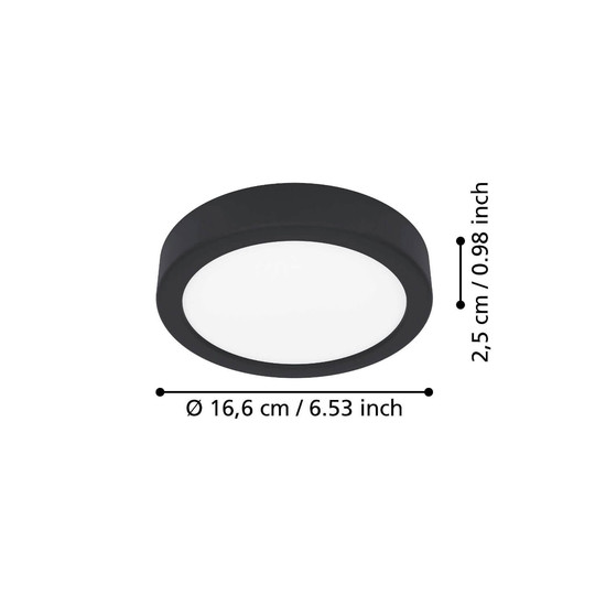 Eglo LED Aufbauleuchte Fueva 6 7,5W CCT warm-/neutral-/tageslichtweiss 2700/4000/6500K Schwarz Ø17cm 901297