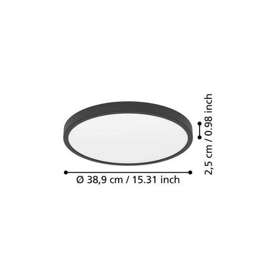 Eglo LED Aufbauleuchte Fueva 6 17W CCT warm-/neutral-/tageslichtweiss 2700/4000/6500K Schwarz Ø39cm 901301