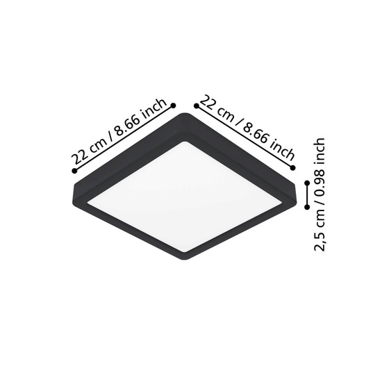 Eglo LED Aufbauleuchte Fueva 6 10,5W CCT warm-/neutral-/tageslichtweiss 2700/4000/6500K Schwarz 22x22cm 901303