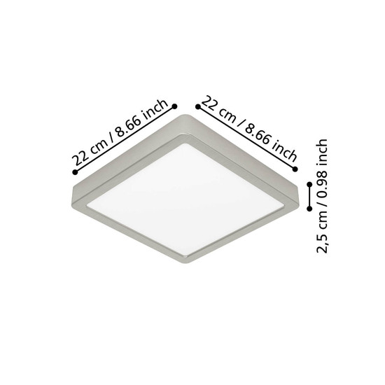 Eglo LED Aufbauleuchte Fueva 6 10,5W CCT warm-/neutral-/tageslichtweiss 2700/4000/6500K Nickel-matt Stahl 22x22cm 901321
