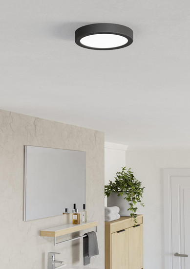 Eglo LED Aufbauleuchte Fueva 6 7,5W CCT warm-/neutral-/tageslichtweiss 2700/4000/6500K IP44 Schwarz Ø17cm 901324