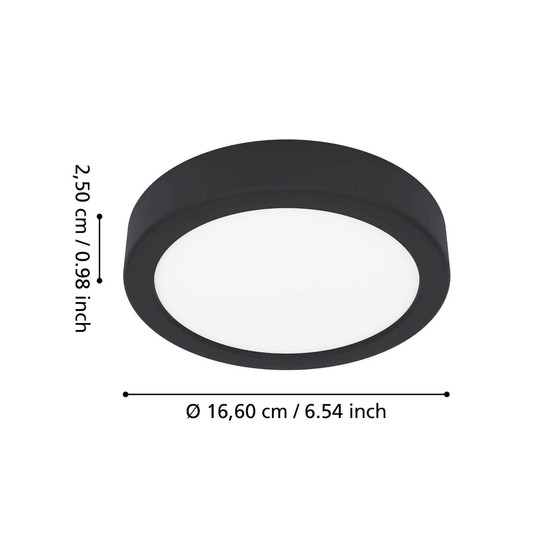 Eglo LED Aufbauleuchte Fueva 6 7,5W CCT warm-/neutral-/tageslichtweiss 2700/4000/6500K IP44 Schwarz Ø17cm 901324