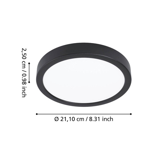 Eglo LED Aufbauleuchte Fueva 6 11,5W CCT warm-/neutral-/tageslichtweiss 2700/4000/6500K IP44 Schwarz Ø21cm 901325