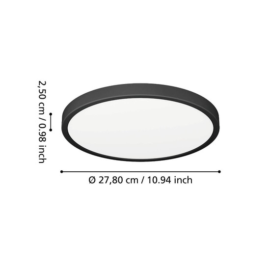 Eglo LED Aufbauleuchte Fueva 6 14,2W CCT warm-/neutral-/tageslichtweiss 2700/4000/6500K IP44 Schwarz Ø28cm 901326