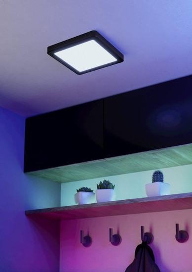 Eglo LED Aufbauleuchte Fueva 6-Z Smart dimmbar 10,5W RGB CCT warm-/tageslichtweiss 2700-6500K Zigbee IP44 Schwarz 22x22cm 901374