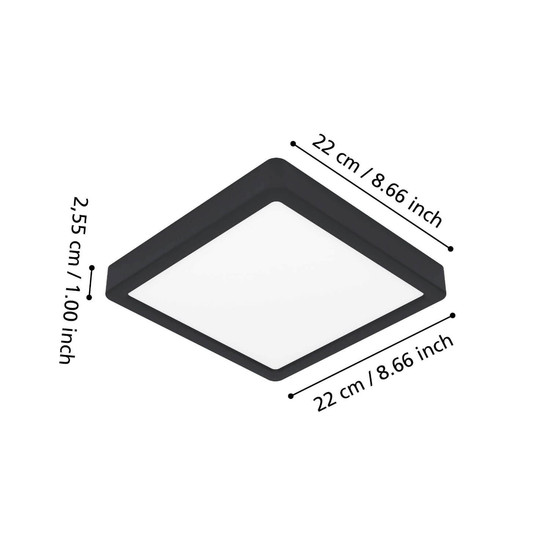 Eglo LED Aufbauleuchte Fueva 6-Z Smart dimmbar 10,5W RGB CCT warm-/tageslichtweiss 2700-6500K Zigbee IP44 Schwarz 22x22cm 901374