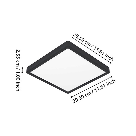 Eglo LED Aufbauleuchte Fueva 6-Z Smart dimmbar 13,5W RGB CCT warm-/tageslichtweiss 2700-6500K Zigbee IP44 Schwarz 29,5x29,5cm 901375