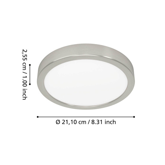 Eglo LED Aufbauleuchte Fueva 6-Z Smart dimmbar 11,2W RGB CCT warm-/tageslichtweiss 2700-6500K Zigbee IP44 Nickel-matt Stahl Ø21cm 901381