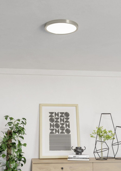Eglo LED Aufbauleuchte Fueva 6-Z Smart dimmbar 14,3W RGB CCT warm-/tageslichtweiss 2700-6500K Zigbee IP44 Nickel-matt Stahl Ø28cm 901382