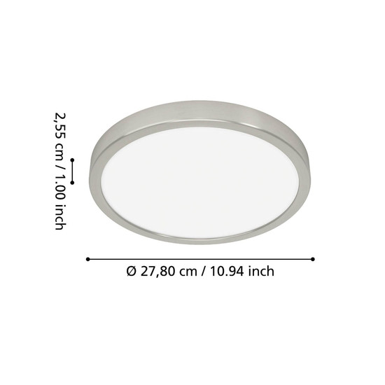 Eglo LED Aufbauleuchte Fueva 6-Z Smart dimmbar 14,3W RGB CCT warm-/tageslichtweiss 2700-6500K Zigbee IP44 Nickel-matt Stahl Ø28cm 901382