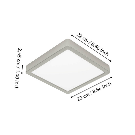 Eglo LED Aufbauleuchte Fueva 6-Z Smart dimmbar 10,5W RGB CCT warm-/tageslichtweiss 2700-6500K Zigbee IP44 Nickel-matt Stahl 22x22cm 901383