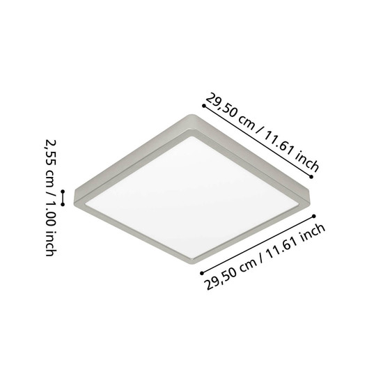 Eglo LED Aufbauleuchte Fueva 6-Z Smart dimmbar 13,5W RGB CCT warm-/tageslichtweiss 2700-6500K Zigbee IP44 Nickel-matt Stahl 29,5x29,5cm 901384