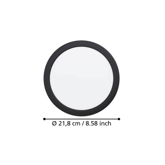 Eglo LED Einbauleuchte Fueva 6 18,5W CCT warm-/neutral-/tageslichtweiss 2700/4000/6500K Schwarz Ø22cm 901389