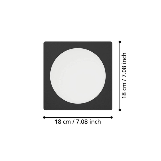 Eglo LED Einbauleuchte Fueva 6 10,5W CCT warm-/neutral-/tageslichtweiss 2700/4000/6500K Schwarz 17x17cm 901392