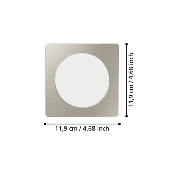 Eglo LED Einbauleuchte Fueva 6 6,3W CCT warm-/neutral-/tageslichtweiss 2700/4000/6500K Nickel-matt 12x12cm 901408