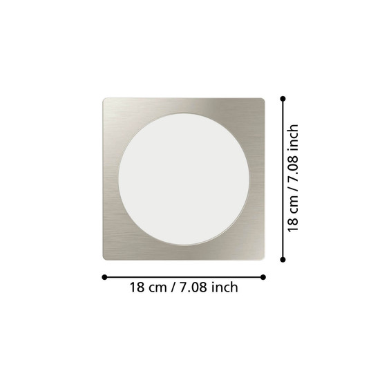 Eglo LED Einbauleuchte Fueva 6 10,5W CCT warm-/neutral-/tageslichtweiss 2700/4000/6500K Nickel-matt 17x17cm 901409