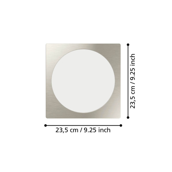 Eglo LED Einbauleuchte Fueva 6 18,5W CCT warm-/neutral-/tageslichtweiss 2700/4000/6500K Nickel-matt 22x22cm 901411