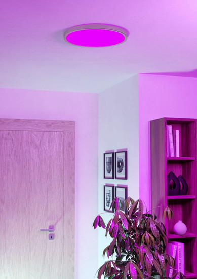 Eglo LED Aufbauleuchte Fueva 6-Z Smart dimmbar 17,5W RGB CCT warm-/tageslichtweiss 2700-6500K Zigbee IP44 Nickel-matt Stahl Ø39cm 901421