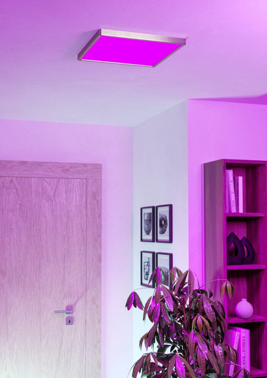 Eglo LED Aufbauleuchte Fueva 6-Z Smart dimmbar 17,8W RGB CCT warm-/tageslichtweiss 2700-6500K Zigbee IP44 Nickel-matt Stahl 39x39cm 901422