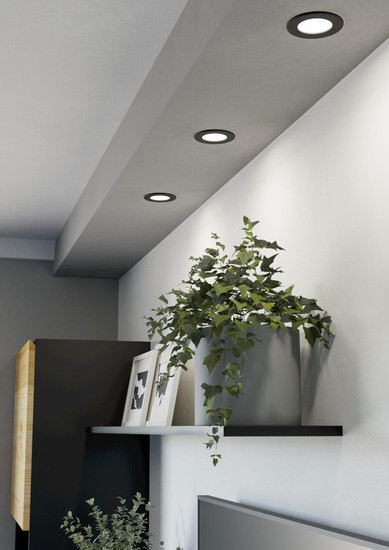 Eglo LED Einbauleuchte Fueva 6-Z Smart 3-flammig dimmbar 3x 2,8W RGB CCT warm-/tageslichtweiss 2700-6500K Zigbee IP44 Schwarz Ø9cm 901425