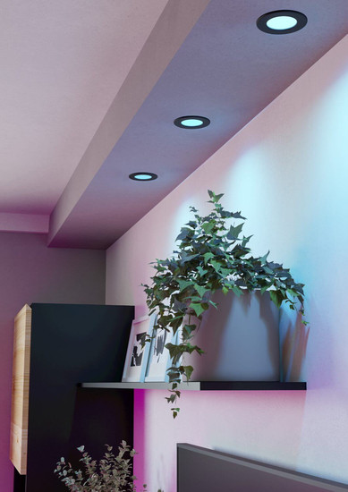 Eglo LED Einbauleuchte Fueva 6-Z Smart 3-flammig dimmbar 3x 2,8W RGB CCT warm-/tageslichtweiss 2700-6500K Zigbee IP44 Schwarz Ø9cm 901425