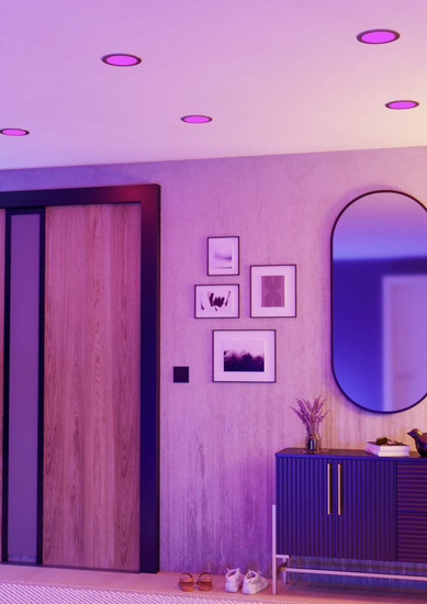 Eglo LED Einbauleuchte Fueva 6-Z Smart dimmbar 9,5W RGB CCT warm-/tageslichtweiss 2700-6500K Zigbee IP44 Nickel-matt Ø17cm 901436