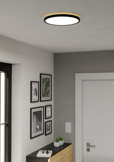 Eglo LED Deckenleuchte Rovito 13,9W CCT warm-/neutral-/tageslichtweiss 2700/4000/6500K IP44 Schwarz Ø30cm 901438