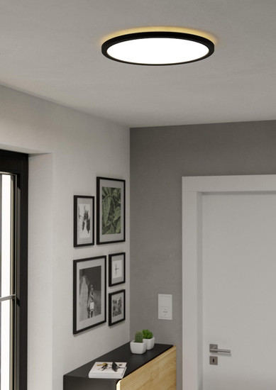 Eglo LED Deckenleuchte Rovito 18,5W CCT warm-/neutral-/tageslichtweiss 2700/4000/6500K IP44 Schwarz Ø39cm 901439