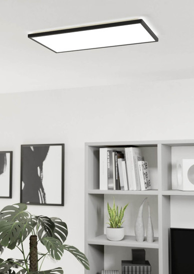 Eglo LED Deckenleuchte Rovito 17,2W CCT warm-/neutral-/tageslichtweiss 2700/4000/6500K IP44 Schwarz 57x30cm 901445