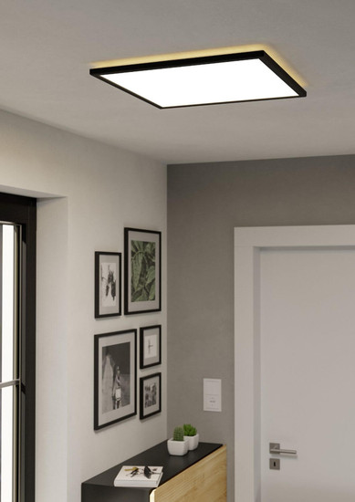 Eglo LED Deckenleuchte Rovito-Z Smart dimmbar 17W RGB CCT warm-/tageslichtweiss 2700-6500K Zigbee IP44 Schwarz 50x50cm 901468