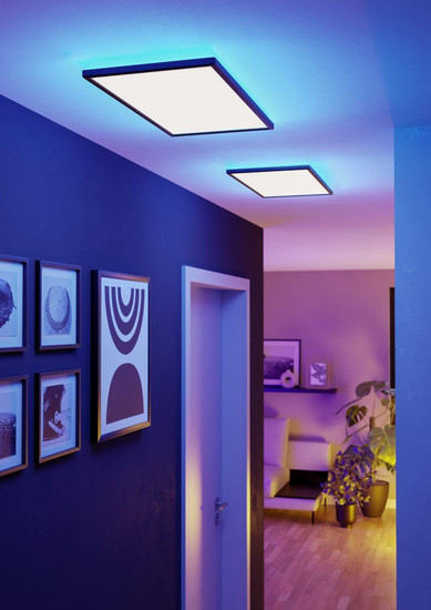 Eglo LED Deckenleuchte Rovito-Z Smart dimmbar 17,2W RGB CCT warm-/tageslichtweiss 2700-6500K Zigbee IP44 Schwarz 57x30cm 901469