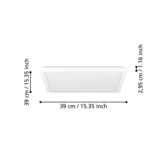 Eglo LED Deckenleuchte Rovito-Z Smart dimmbar 17,6W RGB CCT warm-/tageslichtweiss 2700-6500K Zigbee IP44 Weiss 39x39cm 901475
