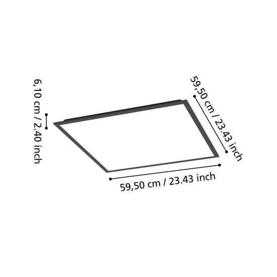 Eglo LED Deckenleuchte Moradillo-Z Smart dimmbar 33W RGB CCT warm-/tageslichtweiss 2700-6500K Zigbee Schwarz Stahl 59,5x59,5cm 901507