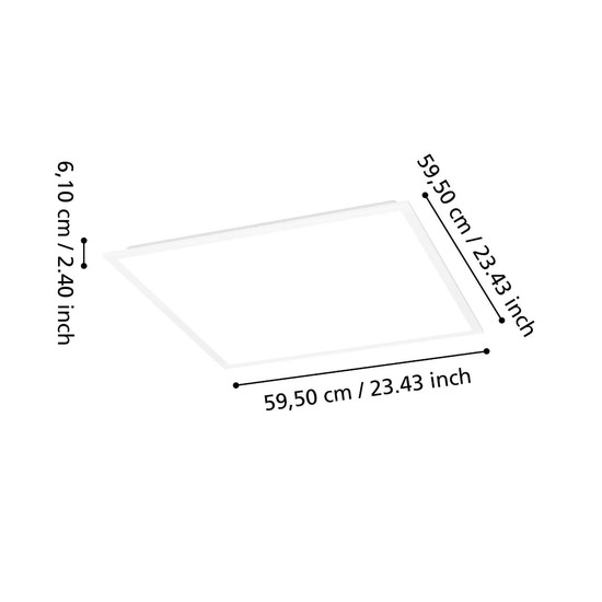 Eglo LED Deckenleuchte Moradillo-Z Smart dimmbar 33W RGB CCT warm-/tageslichtweiss 2700-6500K Zigbee Weiss Stahl 59,5x59,5cm 901514
