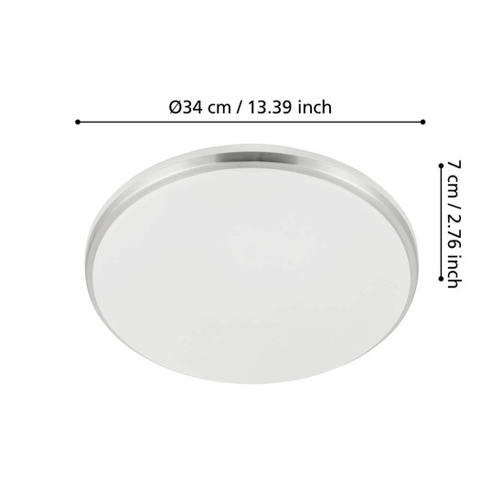 Eglo LED Deckenleuchte Margidore 18W CCT warm-/neutral-/tageslichtweiss 3000/4000/6500K IP54 Weiss Nickel-matt Stahl Ø34cm 901528