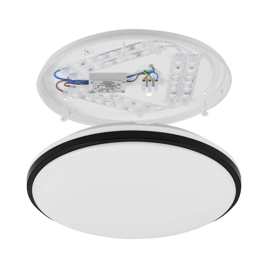 Eglo LED Deckenleuchte Margidore 18W CCT warm-/neutral-/tageslichtweiss 3000/4000/6500K IP54 Weiss Schwarz Stahl Ø34cm 901529