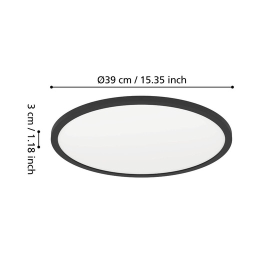 Eglo LED Deckenleuchte Minerario 20,2W warmweiss 3000K IP54 Schwarz Ø39cm 901573