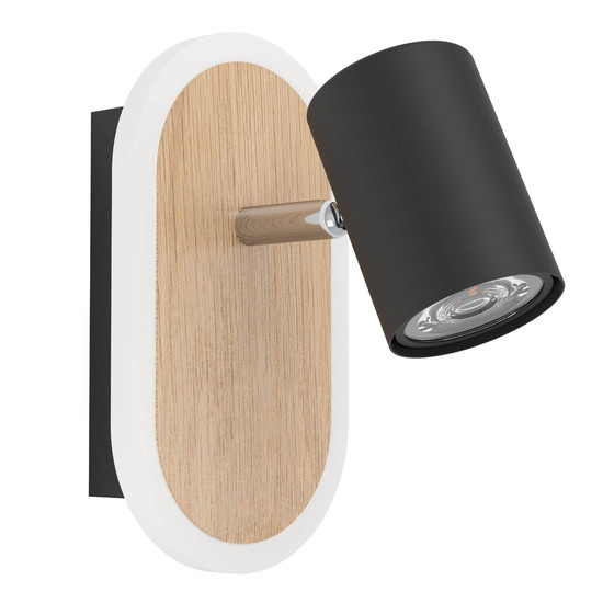 Eglo LED Wandleuchte Rimbocchi 7W warmweiss 3000K Schwarz Braun Satiniert Stahl 18x15cm 901631