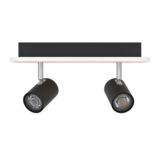 Eglo LED Deckenstrahler Rimbocchi 12W warmweiss 3000K Schwarz Braun Satiniert Stahl 34x15cm 901632