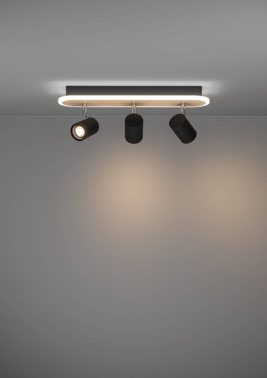Eglo LED Deckenstrahler Rimbocchi 20W warmweiss 3000K Schwarz Braun Satiniert Stahl 46x15cm 901633