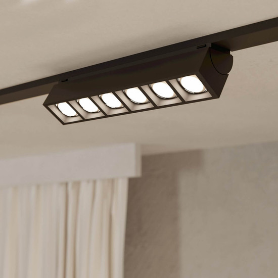 Eglo LED Schienenspot Tplus 6 Lens Spot dimmbar 6,6W CCT warm-/tageslichtweiss 2700-6500K Schwarz 18x4cm 901686
