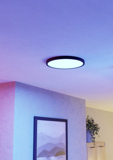 Eglo LED Aufbauleuchte Fueva 6-Z Smart dimmbar 17,5W RGB CCT warm-/tageslichtweiss 2700-6500K Zigbee IP44 Schwarz Ø39cm 901725