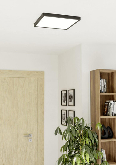 Eglo LED Aufbauleuchte Fueva 6-Z Smart dimmbar 17,8W RGB CCT warm-/tageslichtweiss 2700-6500K Zigbee IP44 Schwarz 39x39cm 901728