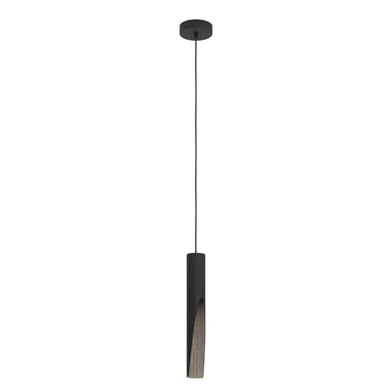 Eglo LED Pendelleuchte Barbotto GU10 4,5W warmweiss 3000K Schwarz Braun Stahl Holz Ø6cm 901732