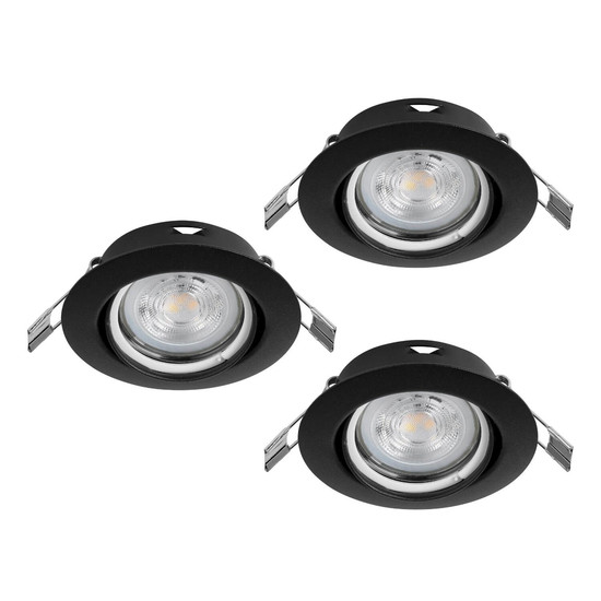 Eglo LED Einbauspot Favazzina 3-flammig GU10 3x 4W warmweiss 2700K Schwarz Stahl Ø9cm 901755