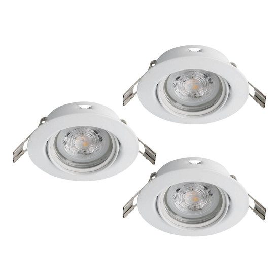 Eglo LED Einbauspot Favazzina 3-flammig GU10 3x 4W warmweiss 2700K Weiss Stahl Ø9cm 901756